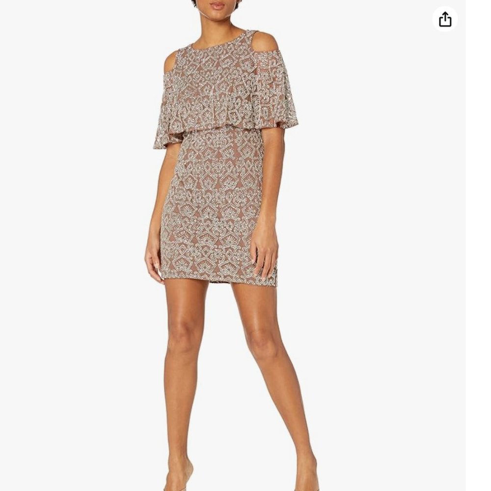 Aidan by Aidan Mattox Women's Beaded Cold Shoulder Cocktail Dress